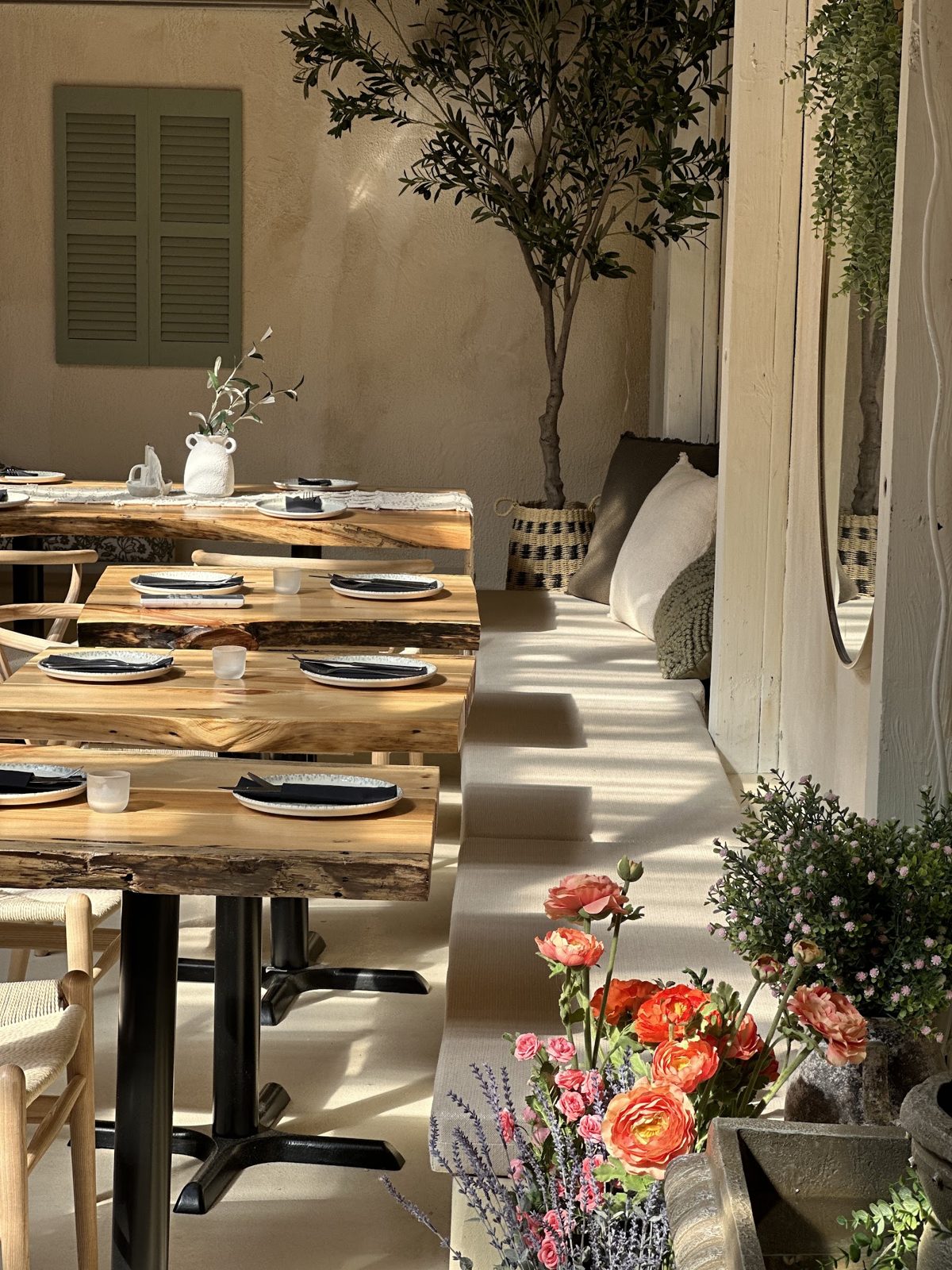 Garden seating with flowers