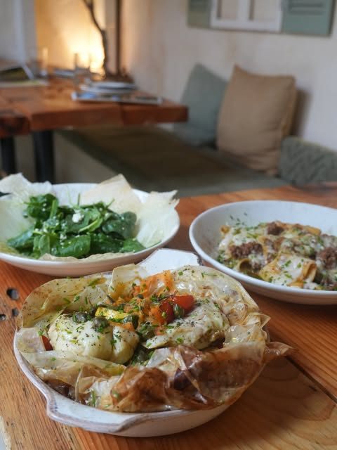Plates of Greek food